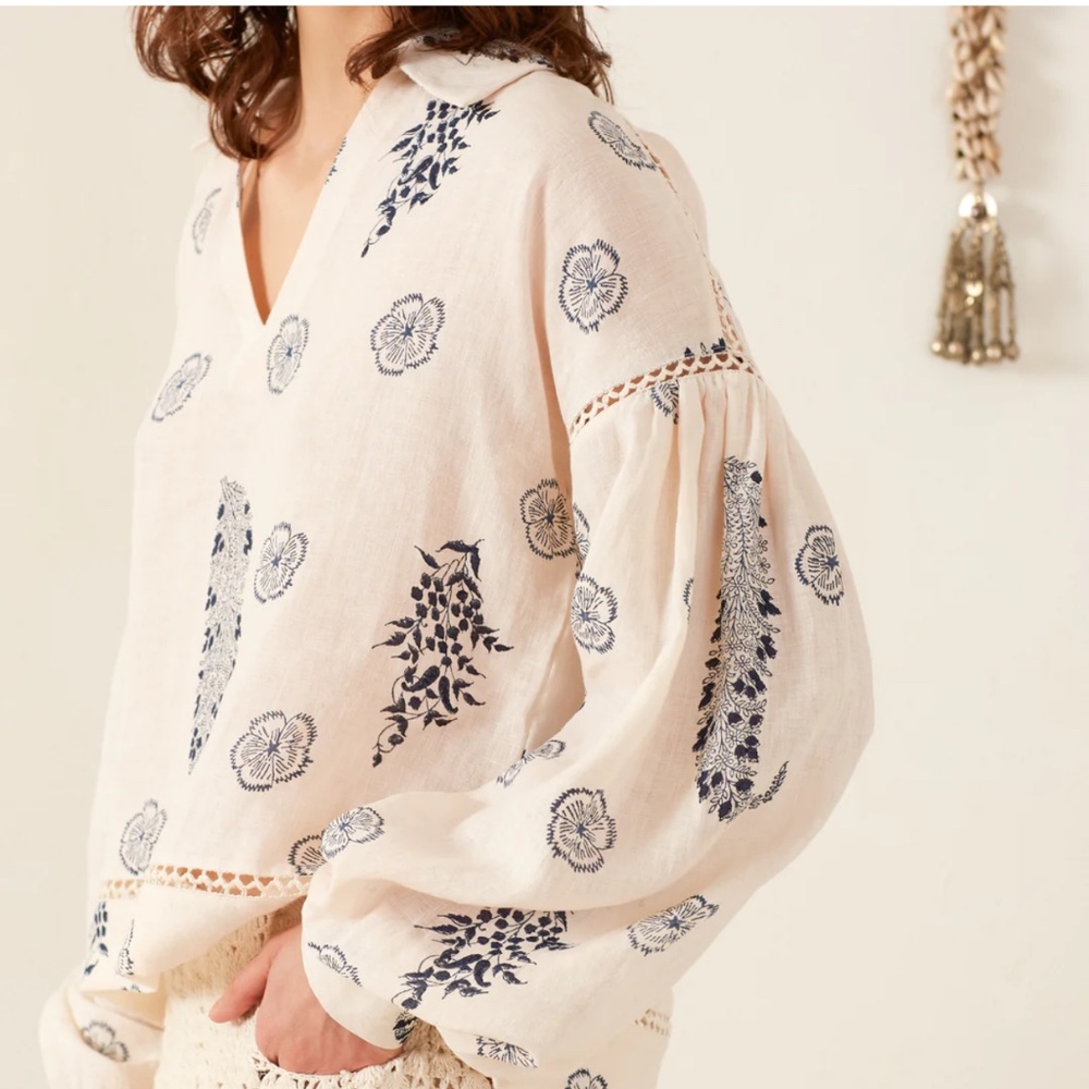 Alix said Bohemia Dylan Porcelain Linen Top - Picture 4 of 5